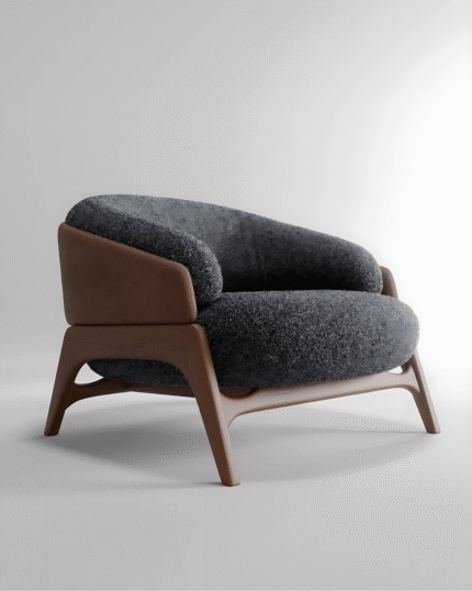 Contemporary Cozy Armchair with Wooden Frame