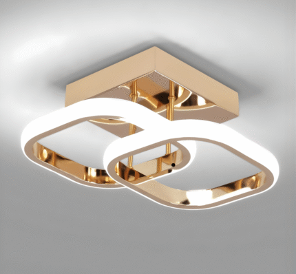 EIDISUNY Modern Square Ceiling Lamp - 22W LED, Cool White 6000K, Gold & Rose Gold
