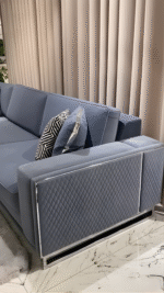 Modern Quilted Sofa Chair with Chrome Frame